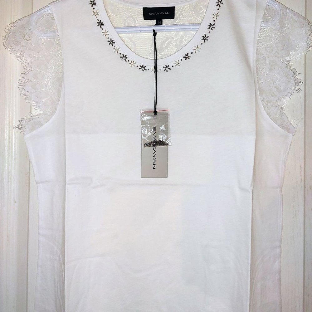 EVA KAYAN White Cotton & Lace EVA KAYAN HOT64 White EU-42,US-32, L